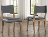 Aubrey Side Chair, Gray Vegan Leather with Driftwood wood finish from Steve Silver - Luna Furniture