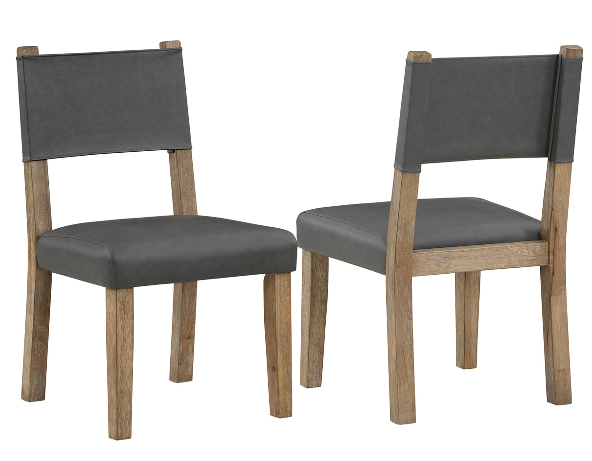 Aubrey Side Chair, Gray Vegan Leather with Driftwood wood finish from Steve Silver - Luna Furniture