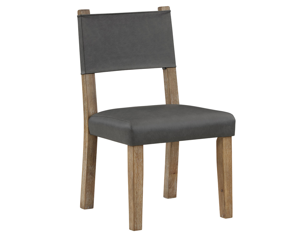 Aubrey Side Chair, Gray Vegan Leather with Driftwood wood finish from Steve Silver - Luna Furniture