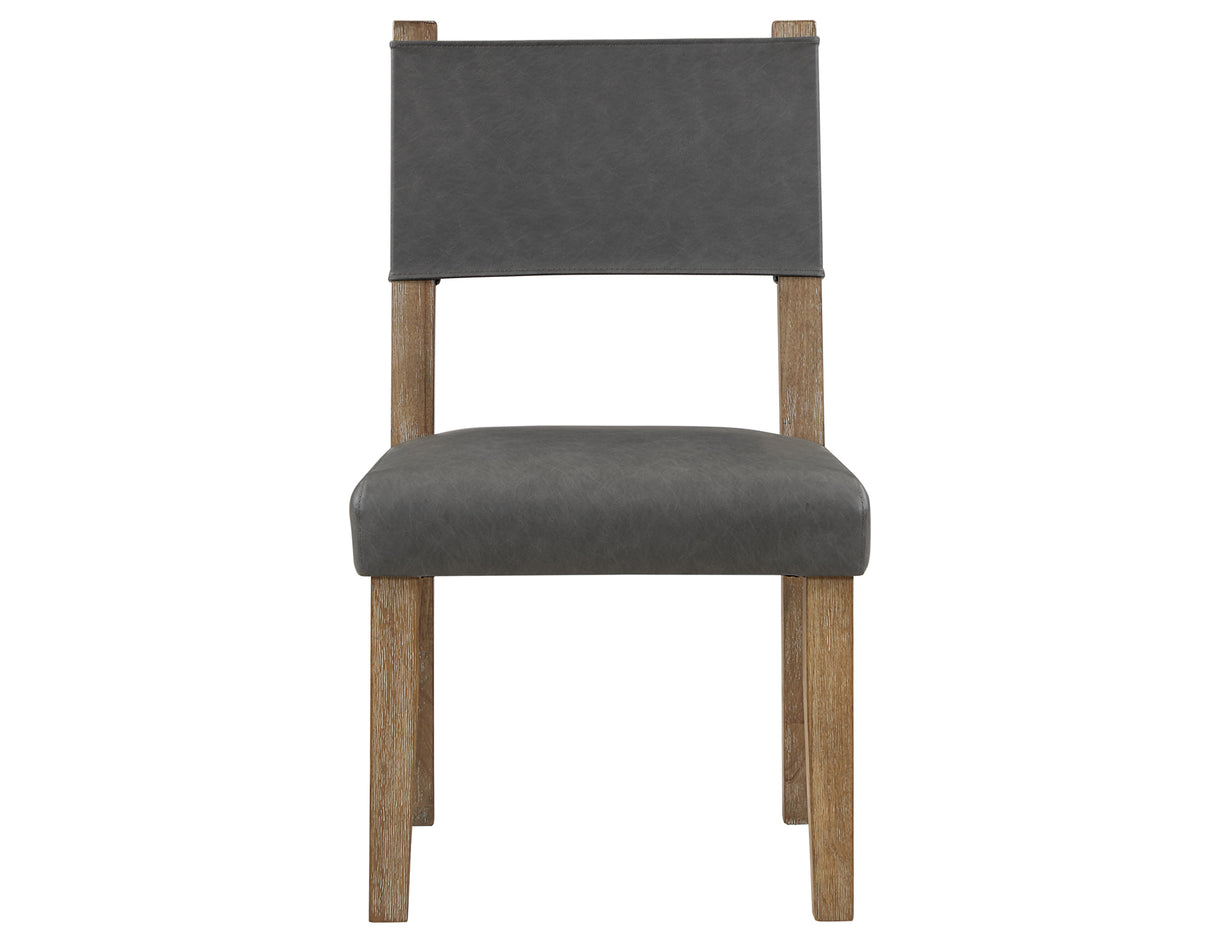 Aubrey Side Chair, Gray Vegan Leather with Driftwood wood finish from Steve Silver - Luna Furniture