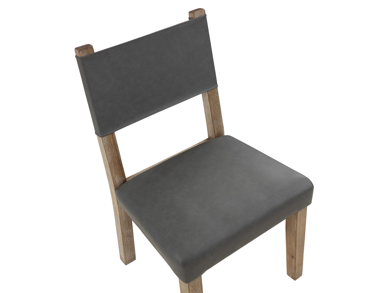 Aubrey Side Chair, Gray Vegan Leather with Driftwood wood finish from Steve Silver - Luna Furniture