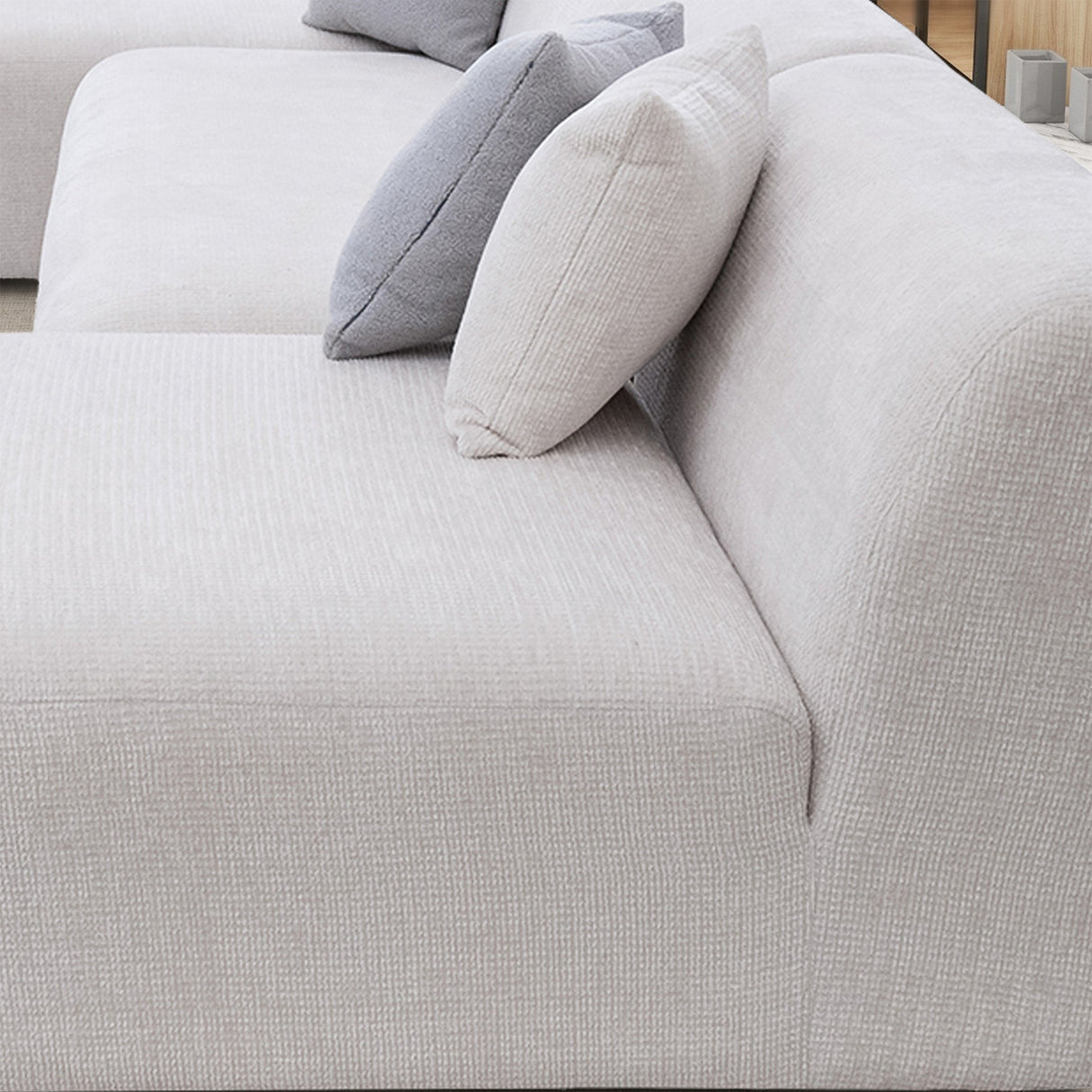 Audrey Cream Chenille U Shape Corner Sofa - CSC03000601