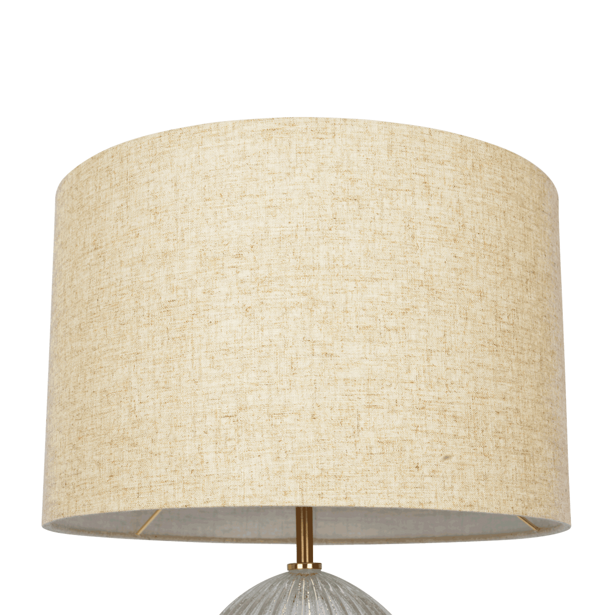 Aurora Ribbed Glass Lamp Base Clear Table Lamp Large Linen Shade - TBL03700101