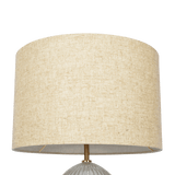 Aurora Ribbed Glass Lamp Base Clear Table Lamp Large Linen Shade - TBL03700101