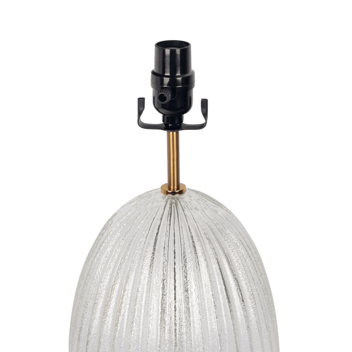 Aurora Ribbed Glass Lamp Base Clear Table Lamp Large Linen Shade - TBL03700101