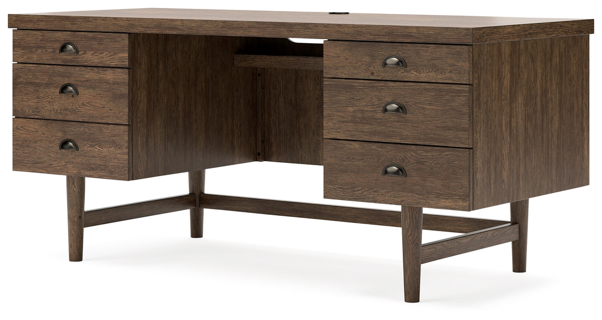 Austanny Home Office Desk with Chair and Storage in Warm Brown from Ashley - Luna Furniture