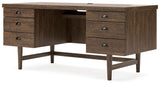 Austanny Home Office Desk with Chair and Storage in Warm Brown from Ashley - Luna Furniture