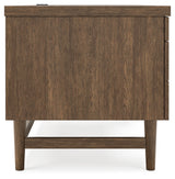 Austanny Home Office Desk with Chair and Storage in Warm Brown from Ashley - Luna Furniture