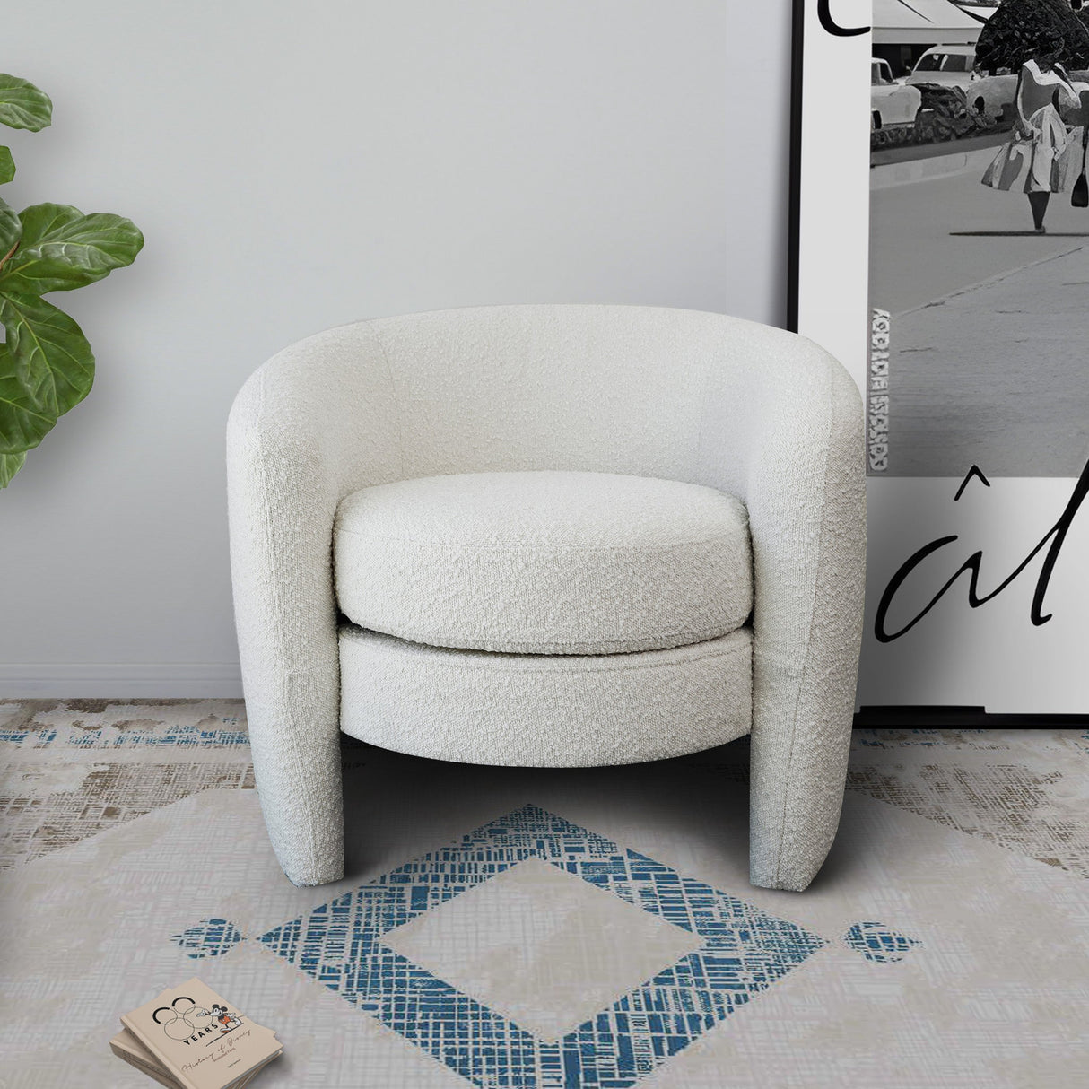 Avalon White Boucle Lounge Chair - LCH00502501