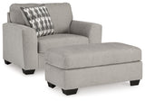 Avenal Park Chair and Ottoman in Flannel from Ashley - Luna Furniture