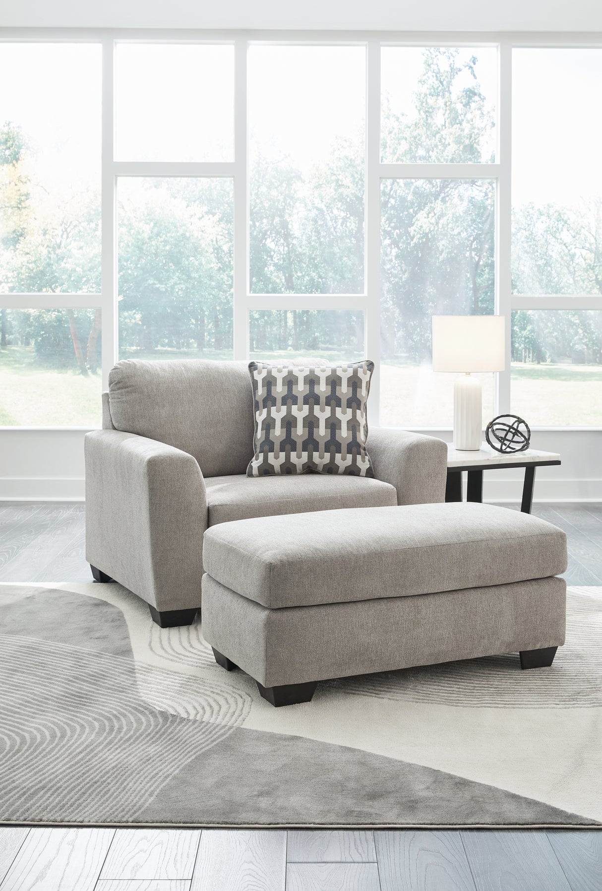 Avenal Park Chair and Ottoman in Flannel from Ashley - Luna Furniture