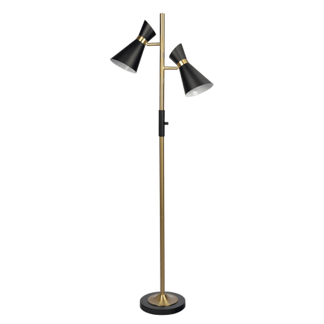 Axis Brassed Gold Floor Lamp with 4-Way Switch Double Spots with Metal Base - FLL03700301