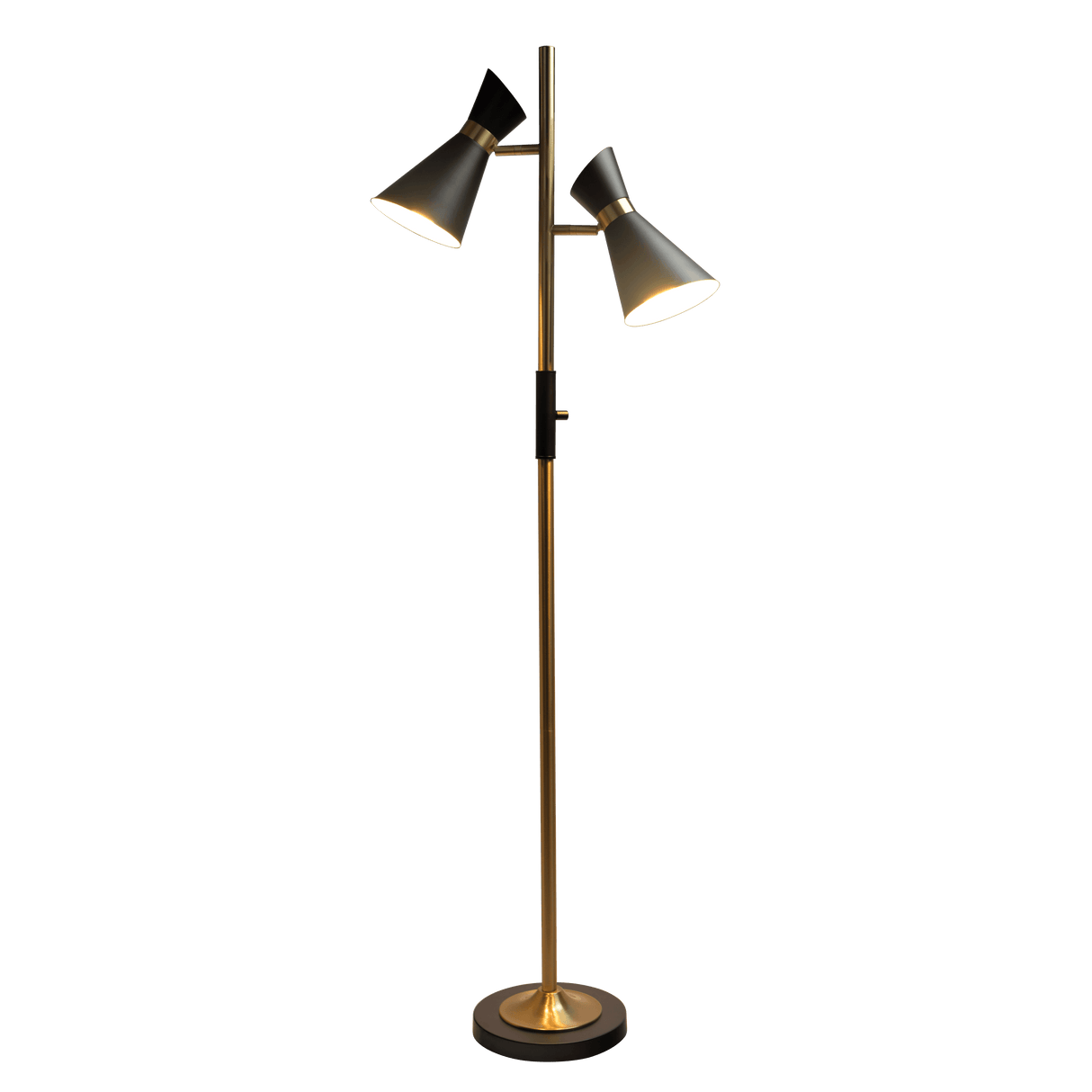 Axis Brassed Gold Floor Lamp with 4-Way Switch Double Spots with Metal Base - FLL03700301