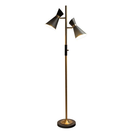 Axis Brassed Gold Floor Lamp with 4-Way Switch Double Spots with Metal Base - FLL03700301