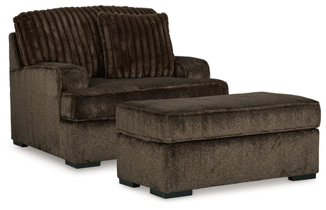 Aylesworth Chair and Ottoman in Chocolate - PKG019293