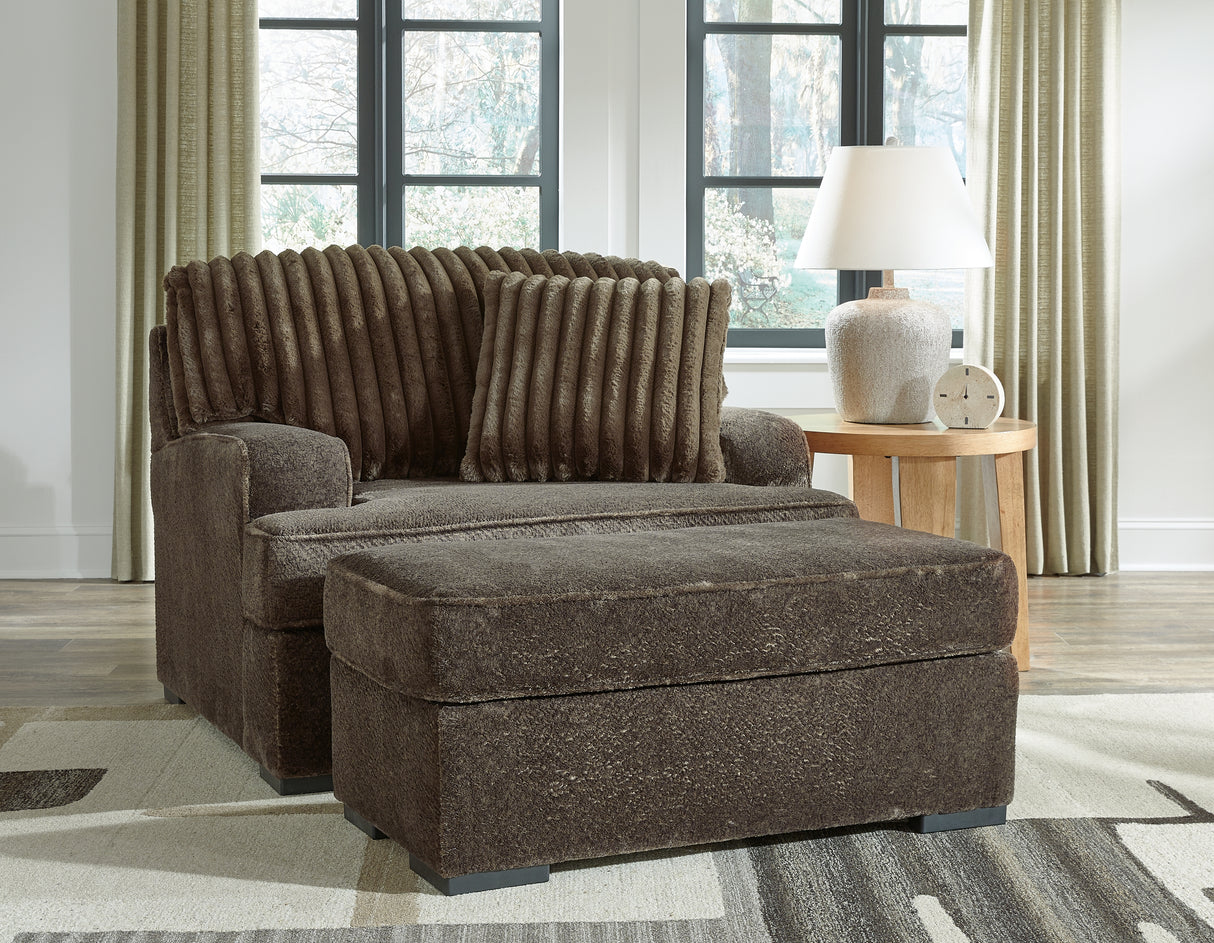 Aylesworth Chair and Ottoman in Chocolate - PKG019293