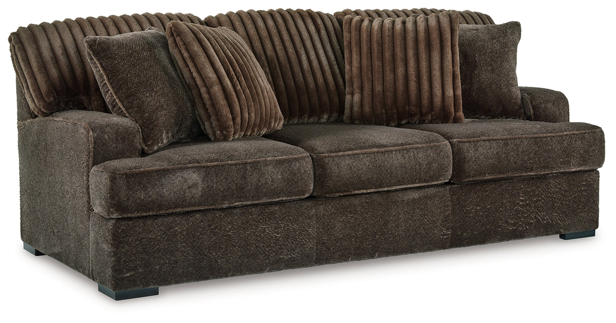 Aylesworth Sofa, Loveseat, Chair and Ottoman in Chocolate - PKG019295