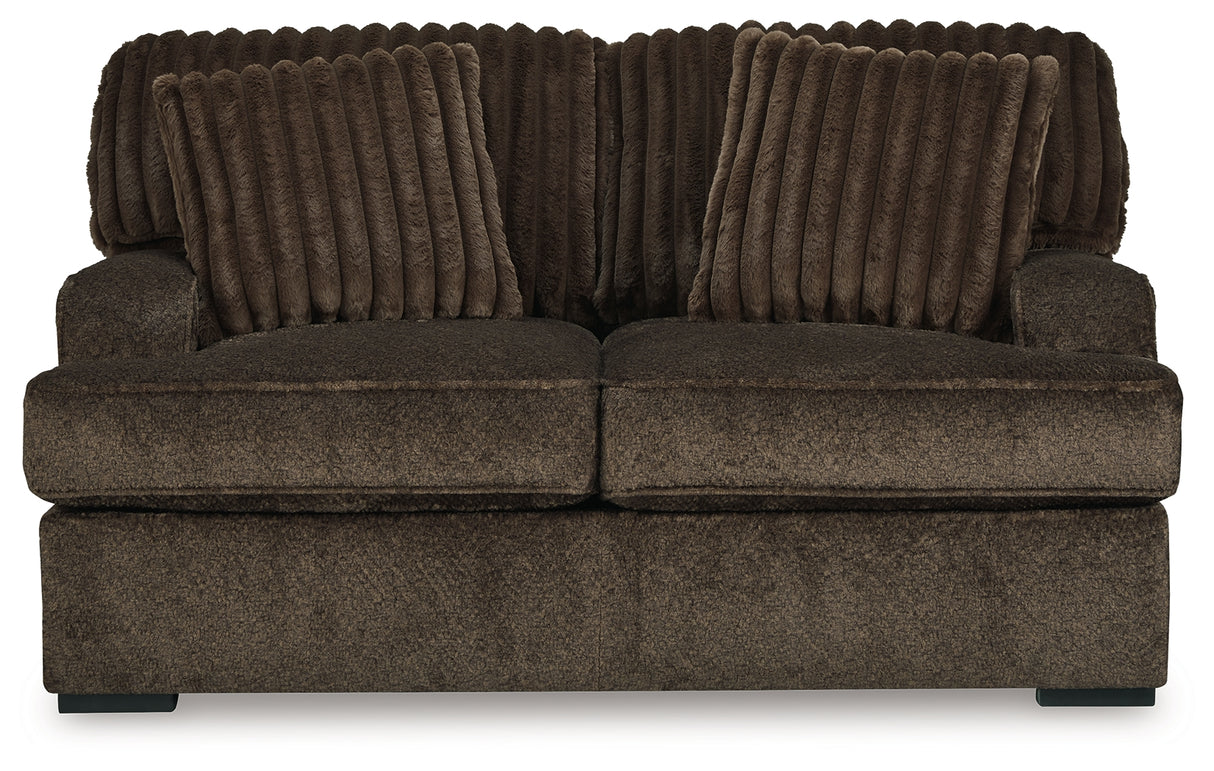 Aylesworth Sofa, Loveseat, Chair and Ottoman in Chocolate - PKG019295