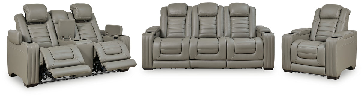 Backtrack Sofa, Loveseat and Recliner in Gray - PKG013249