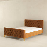 Bailey Cognac Velvet Queen Bed - BED00300403