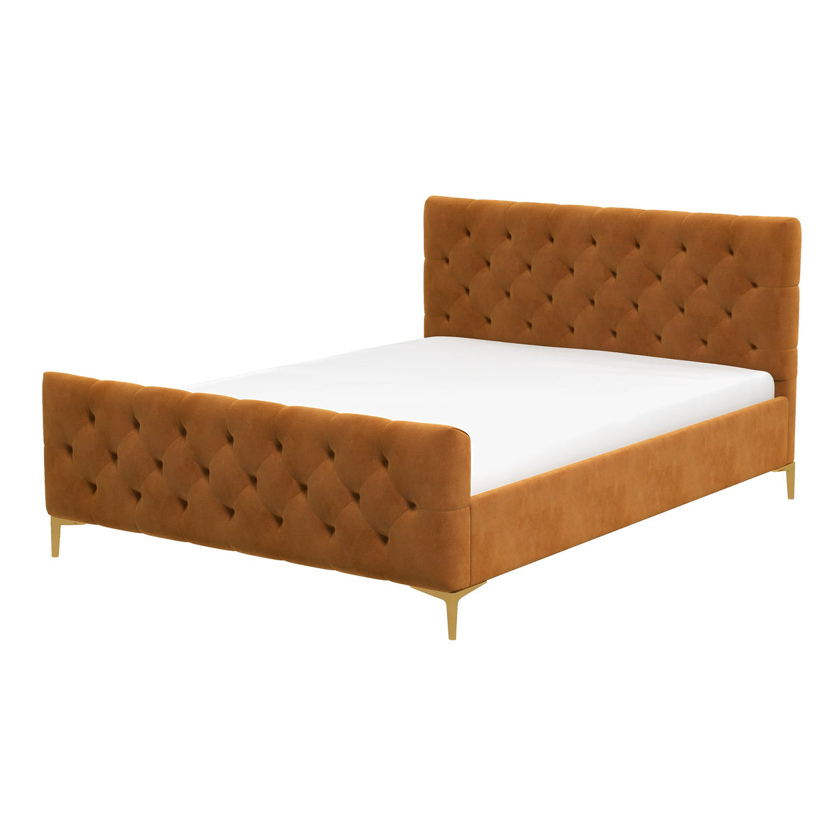 Bailey Cognac Velvet Queen Bed - BED00300403