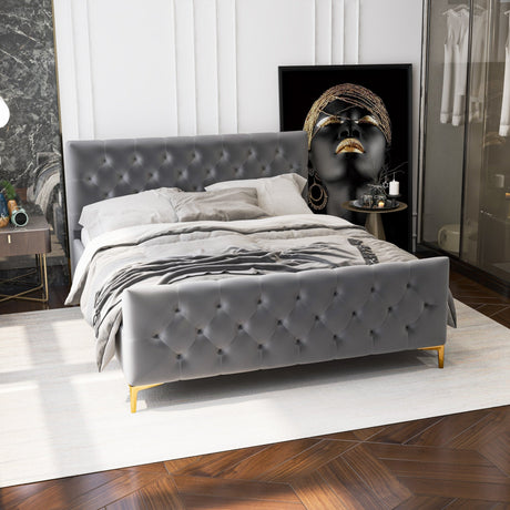 Bailey Dark Grey Velvet King Bed - BED00300406