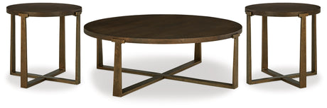 Balintmore Brown/Gold Finish Coffee Table and 2 End Tables - PKG013781