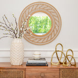 Bamboo 36"d Wall Mirror, Natural - 15751