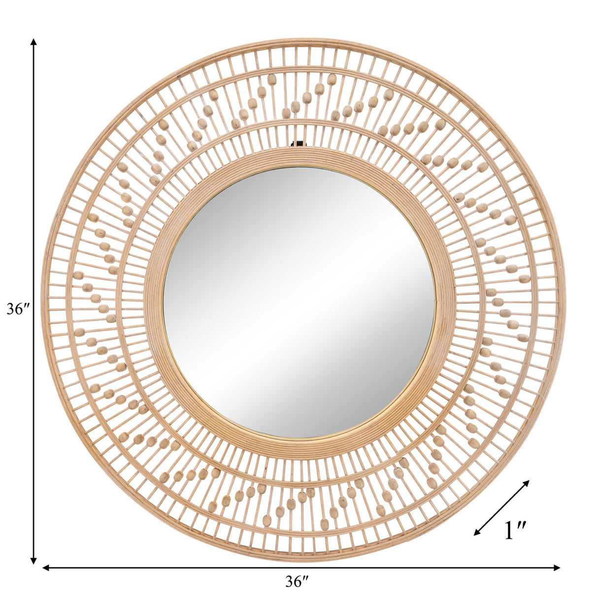 Bamboo 36"d Wall Mirror, Natural - 15751