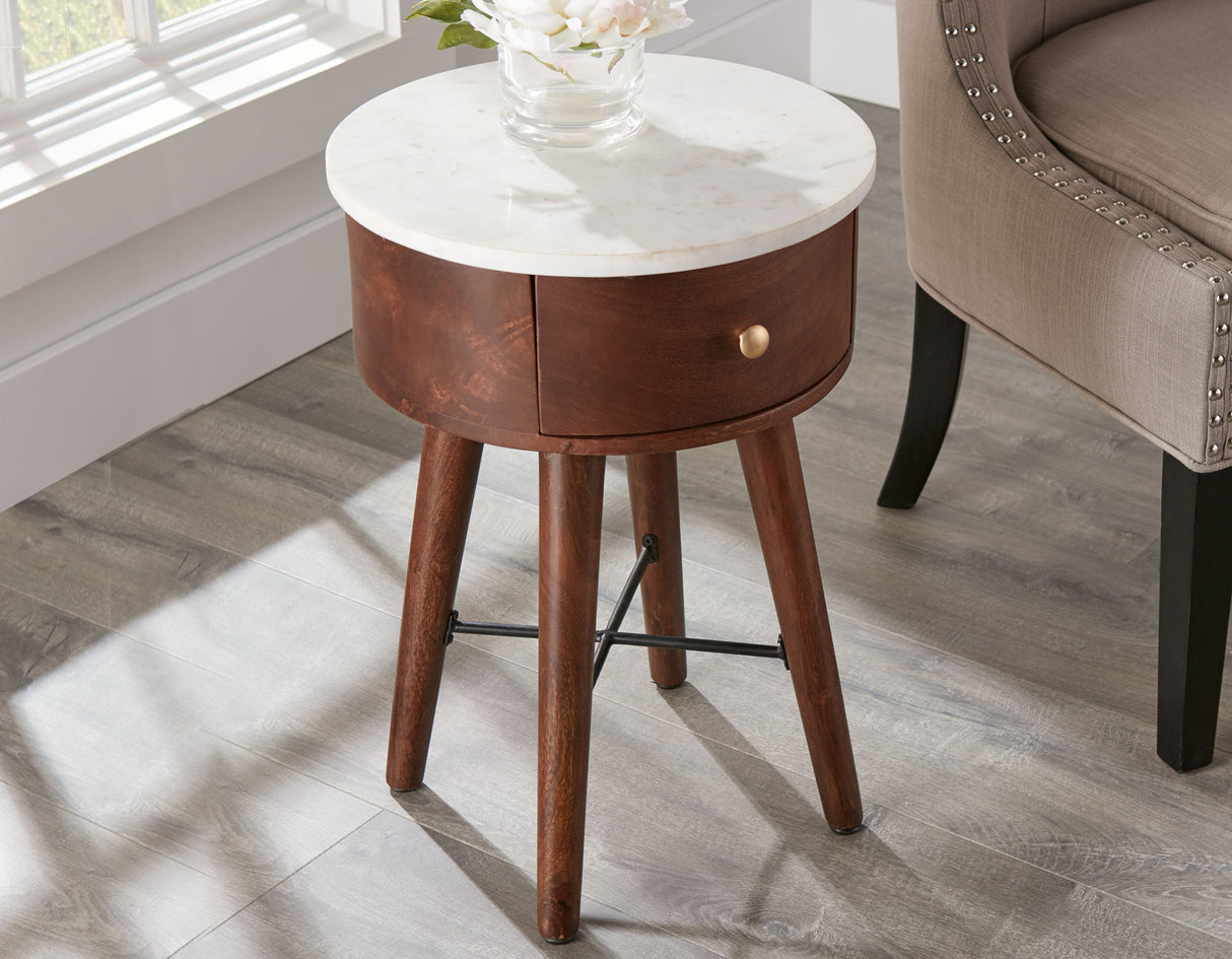 Bangalore White Marble Top Accent Table from Steve Silver - Luna Furniture