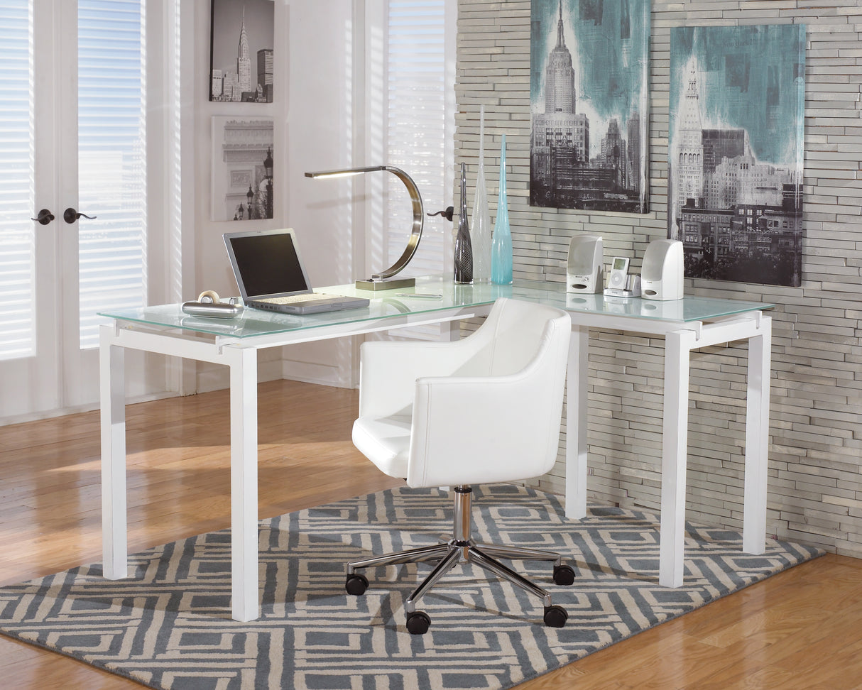 Baraga Home Office Desk with Chair in White from Ashley - Luna Furniture