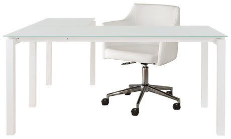 Baraga Home Office Desk with Chair in White from Ashley - Luna Furniture