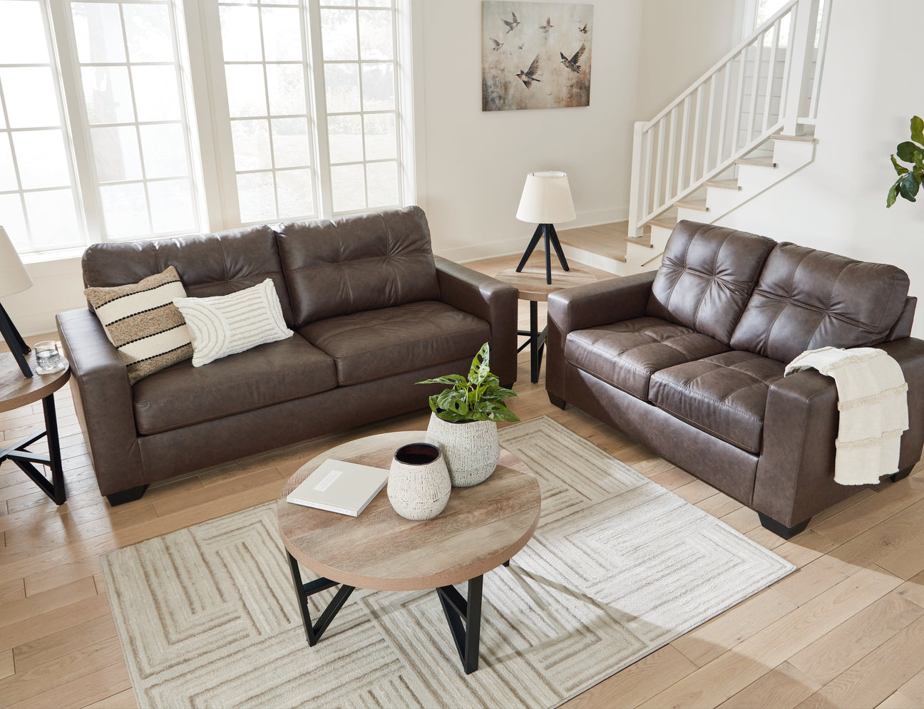 Barlin Mills Sofa and Loveseat in Umber - PKG019277