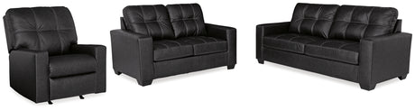 Barlin Mills Sofa, Loveseat and Recliner in Carbon - PKG019280