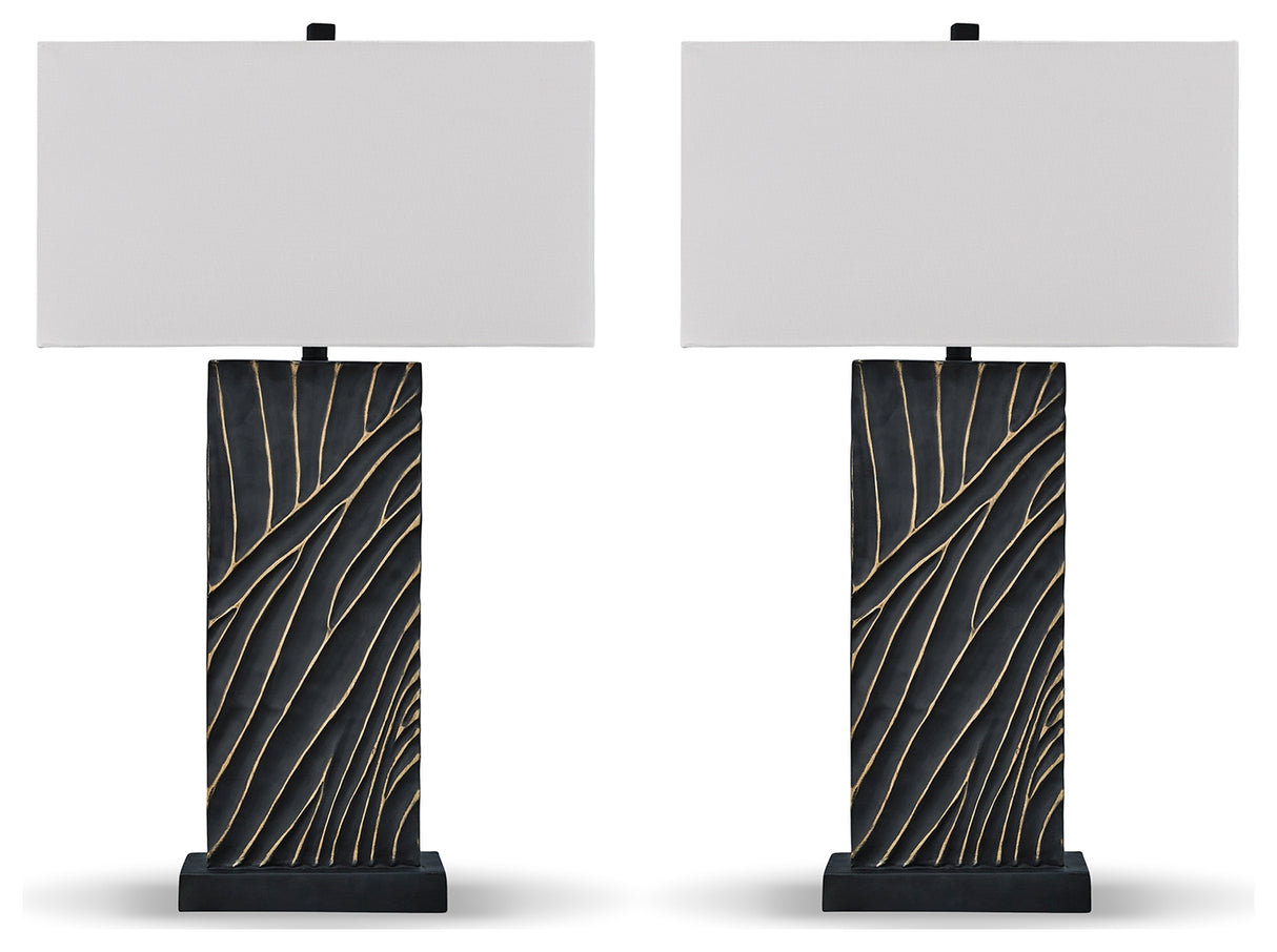 Bartlen 2-Piece Table Lamp Set in Black/Gold Finish from Ashley - Luna Furniture