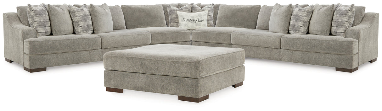 Bayless 5-Piece Sectional with Ottoman in Smoke from Ashley - Luna Furniture