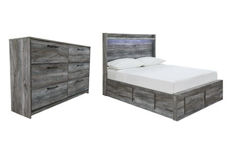 Baystorm Full Panel Bed with 4 Storage Drawers with Dresser in Gray from Ashley - Luna Furniture