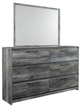 Baystorm Full Panel Bed with Mirrored Dresser and Nightstand in Gray - PKG014150