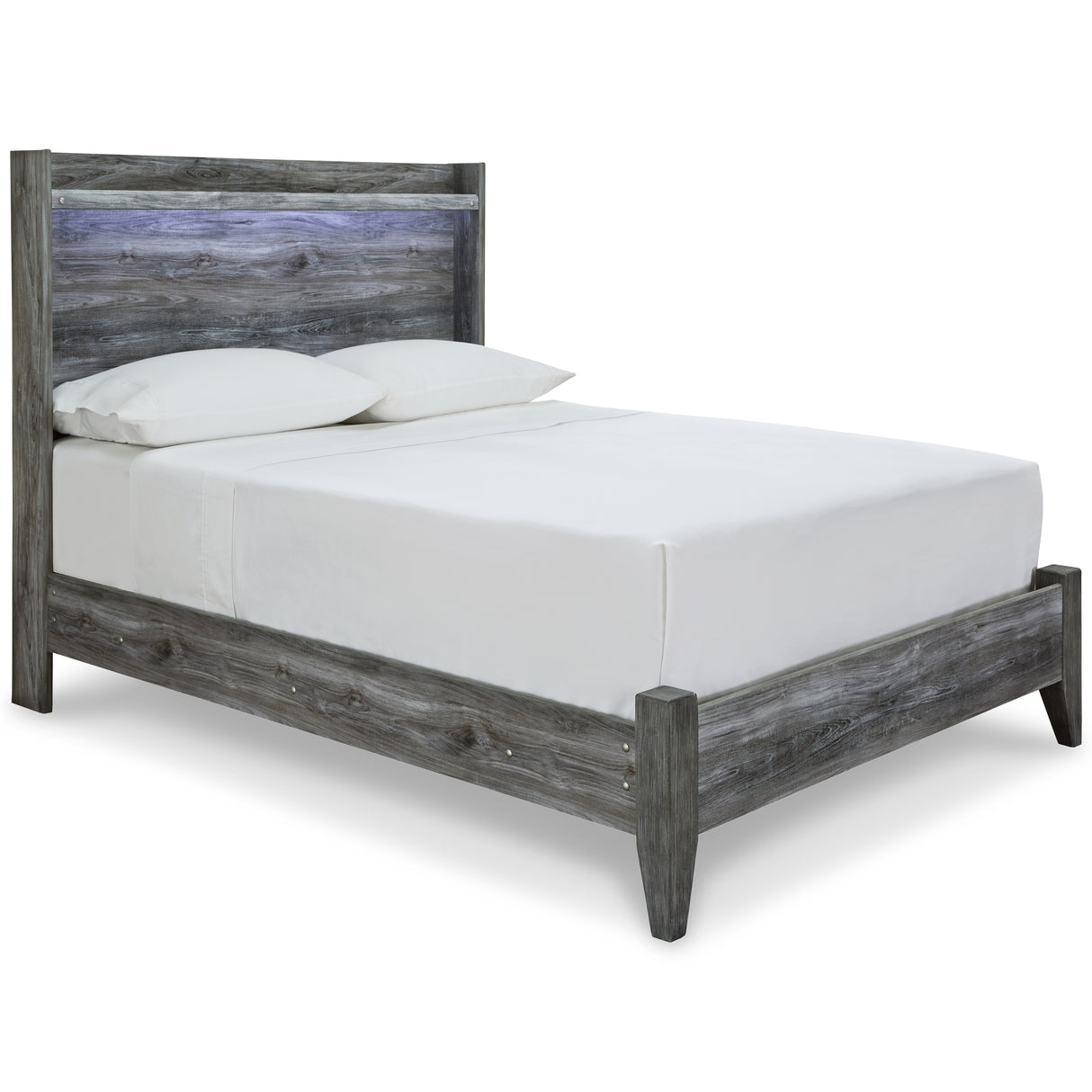 Baystorm Full Panel Bed with Mirrored Dresser and Nightstand in Gray - PKG014150