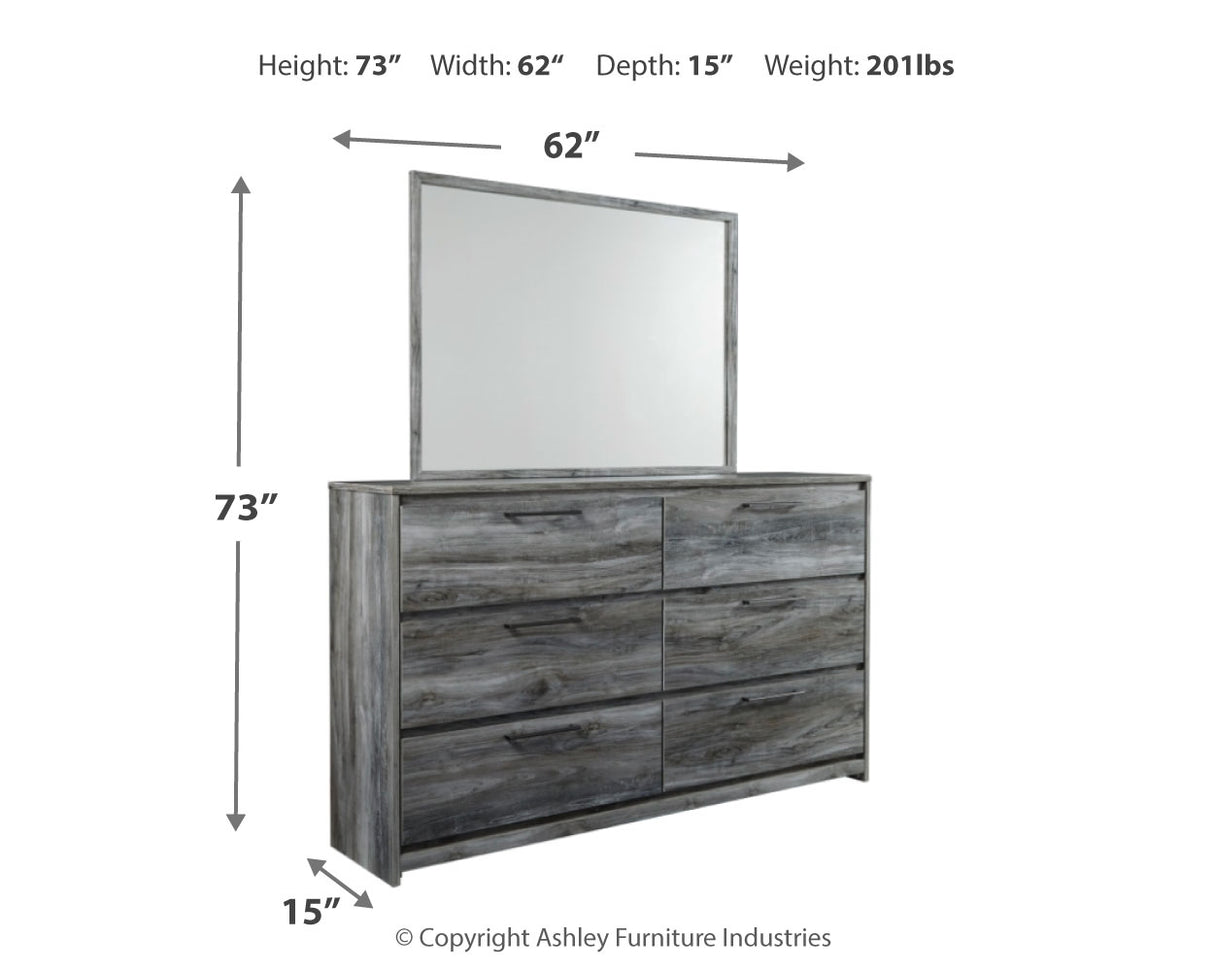 Baystorm Full Panel Bed with Mirrored Dresser and Nightstand in Gray - PKG014150