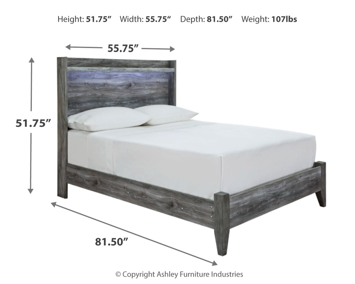 Baystorm Full Panel Bed with Mirrored Dresser and Nightstand in Gray - PKG014150