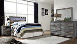 Baystorm Full Panel Headboard with Mirrored Dresser and Nightstand in Gray - PKG014079