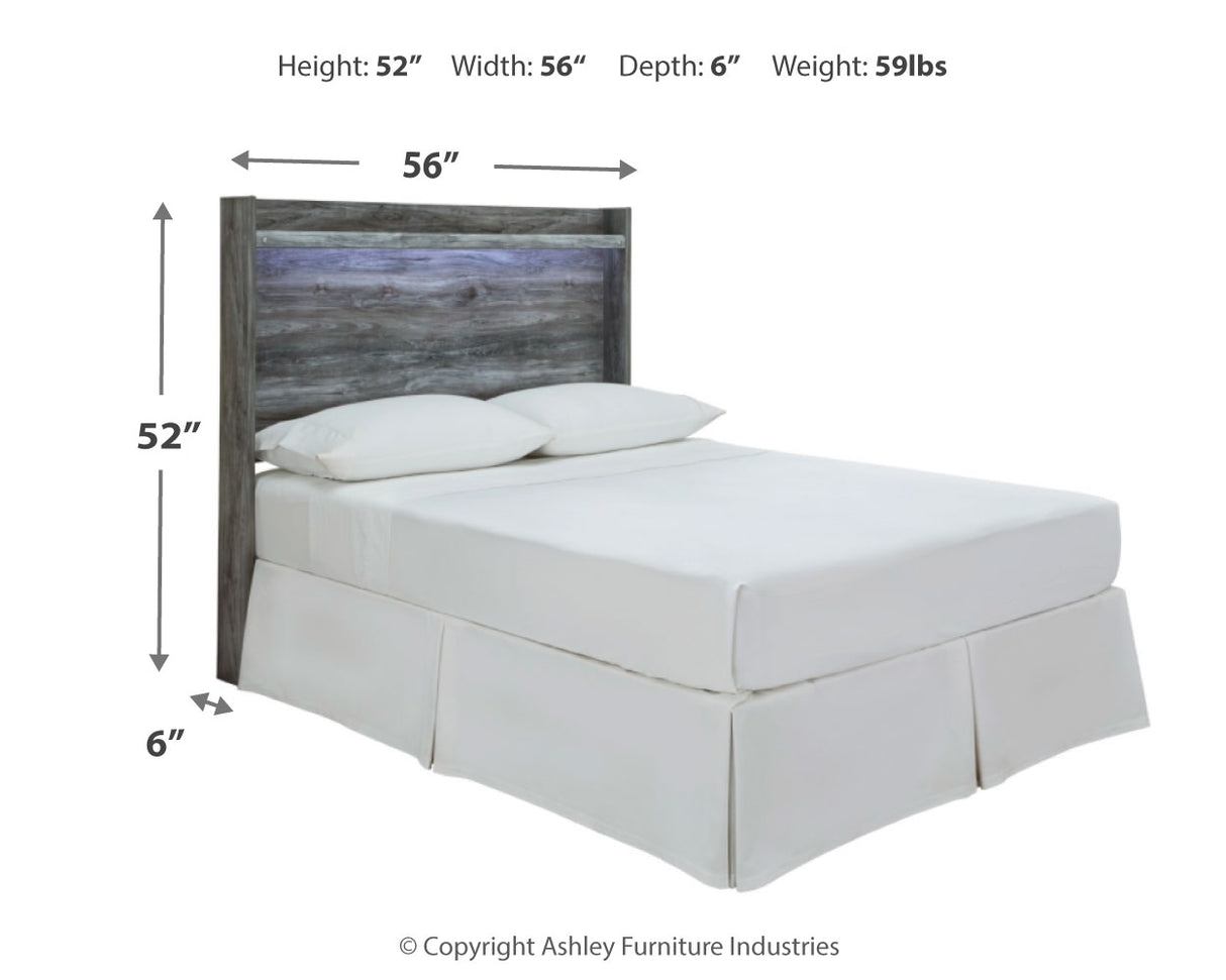 Baystorm Full Panel Headboard with Mirrored Dresser and Nightstand in Gray - PKG014079