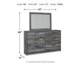 Baystorm Full Panel Headboard with Mirrored Dresser and Nightstand in Gray - PKG014079