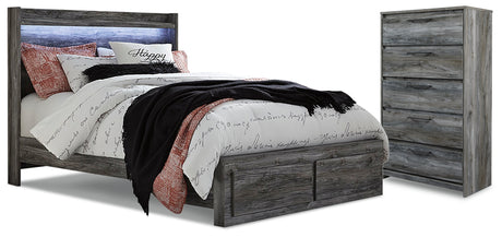 Baystorm King Panel Bed with 2 Storage Drawers and Chest in Gray from Ashley - Luna Furniture