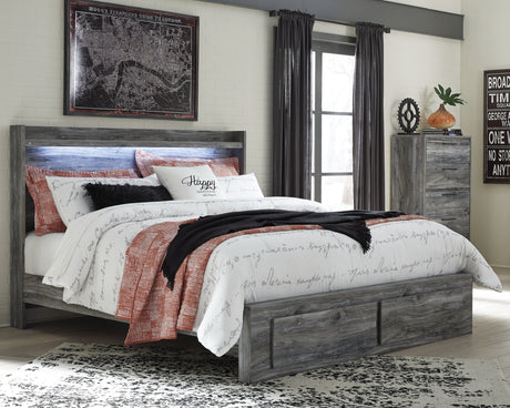 Baystorm King Panel Bed with 2 Storage Drawers and Chest in Gray from Ashley - Luna Furniture