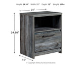 Baystorm King Panel Bed with 2 Storage Drawers with Mirrored Dresser, and Nightstand in Gray from Ashley - Luna Furniture