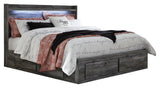 Baystorm King Panel Bed with 4 Storage Drawers with Dresser in Gray from Ashley - Luna Furniture