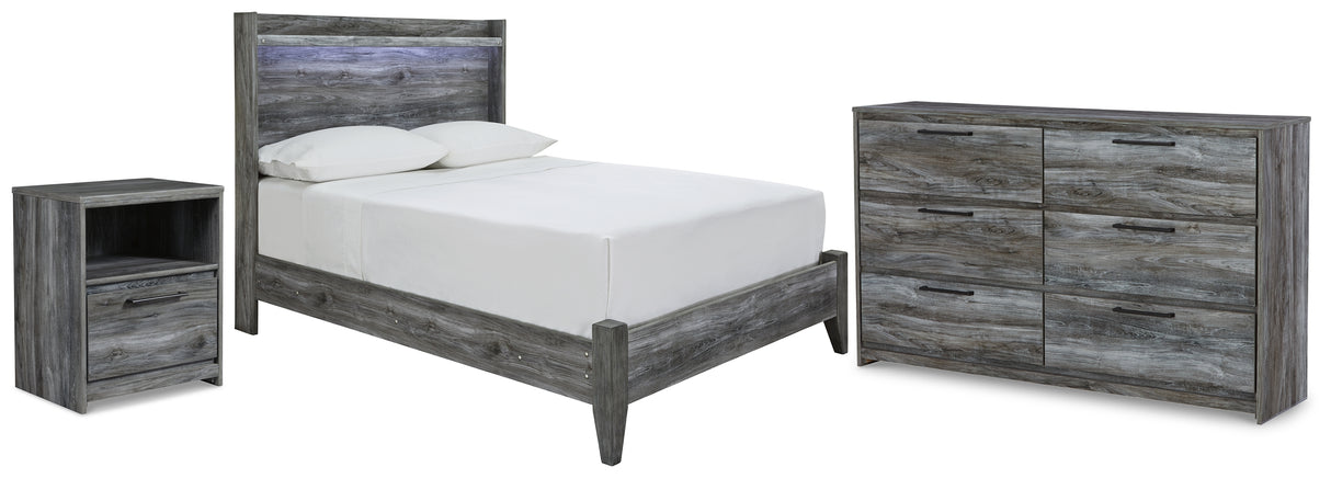 Baystorm King Panel Bed with Dresser and Nightstand in Gray - PKG019244