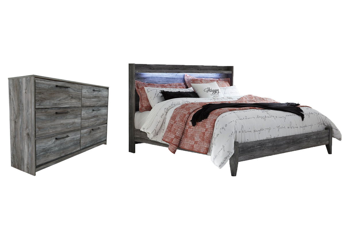 Baystorm King Panel Bed with Dresser in Gray - PKG007533